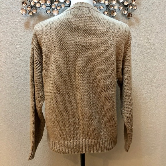 JJ Fargo Handknit Sweater Women's Large (L) Camel Colored Maroon Navy VNTG 80s - Picture 6 of 10